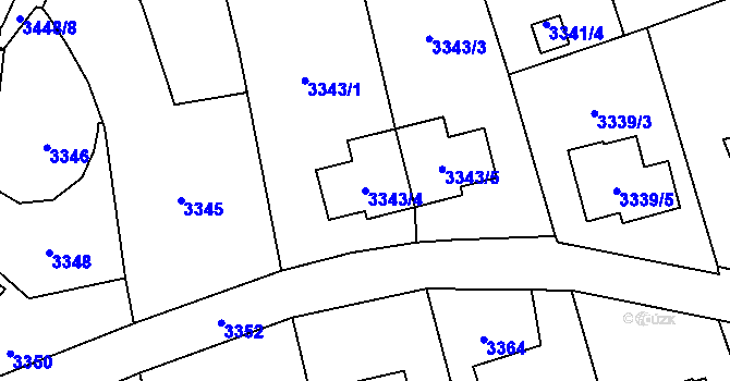 Parcela st. 3343/4 v KÚ Zábřeh na Moravě, Katastrální mapa