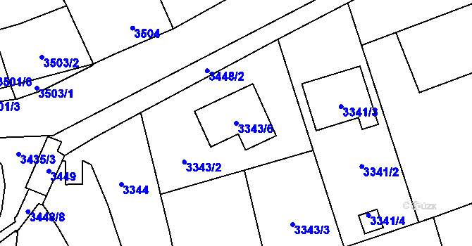 Parcela st. 3343/6 v KÚ Zábřeh na Moravě, Katastrální mapa