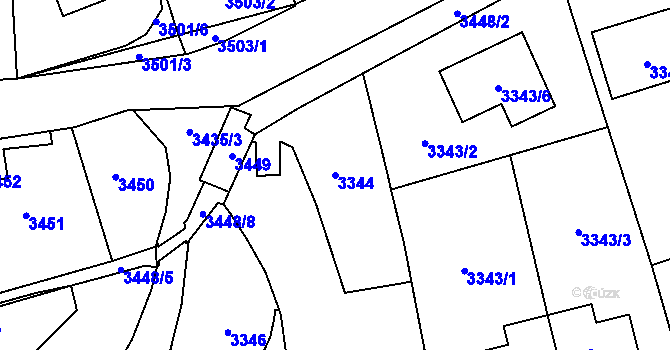 Parcela st. 3344 v KÚ Zábřeh na Moravě, Katastrální mapa