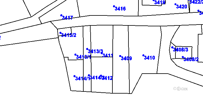 Parcela st. 3411 v KÚ Zábřeh na Moravě, Katastrální mapa