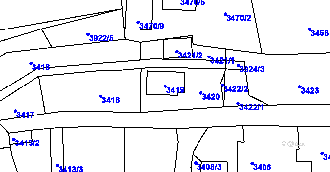 Parcela st. 3419 v KÚ Zábřeh na Moravě, Katastrální mapa