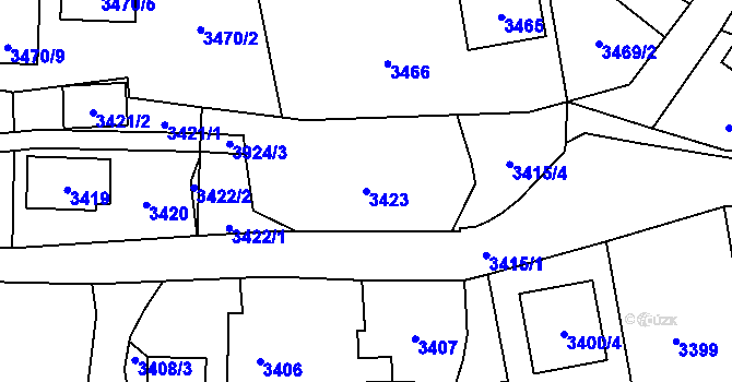 Parcela st. 3423 v KÚ Zábřeh na Moravě, Katastrální mapa