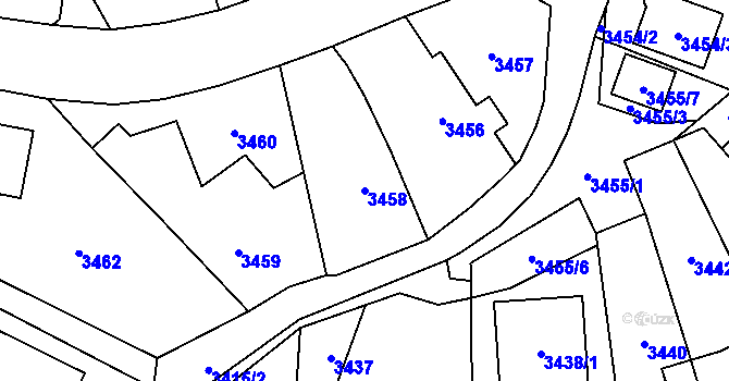 Parcela st. 3458 v KÚ Zábřeh na Moravě, Katastrální mapa