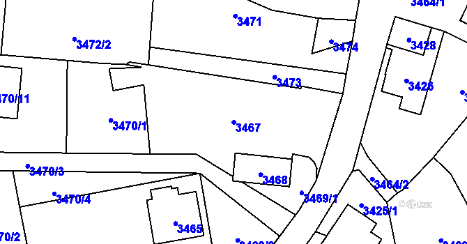 Parcela st. 3467 v KÚ Zábřeh na Moravě, Katastrální mapa