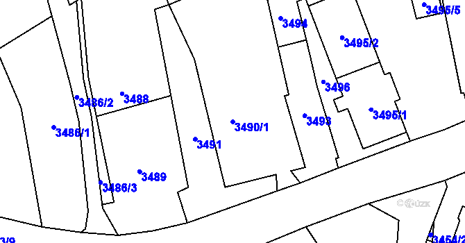 Parcela st. 3490/1 v KÚ Zábřeh na Moravě, Katastrální mapa