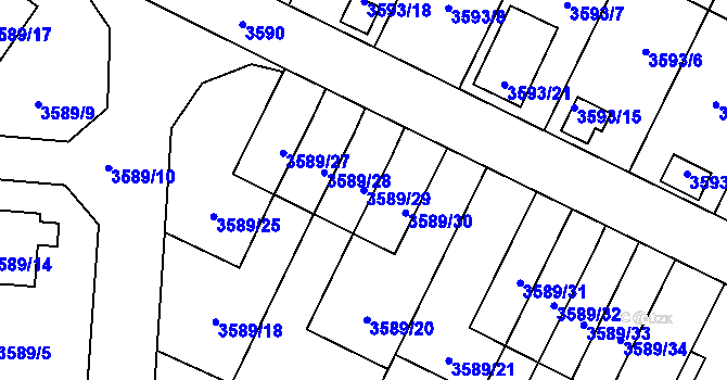 Parcela st. 3589/29 v KÚ Zábřeh na Moravě, Katastrální mapa