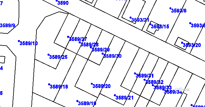 Parcela st. 3589/30 v KÚ Zábřeh na Moravě, Katastrální mapa