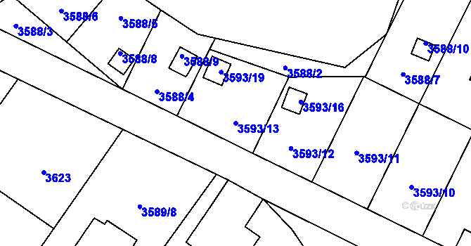 Parcela st. 3593/13 v KÚ Zábřeh na Moravě, Katastrální mapa