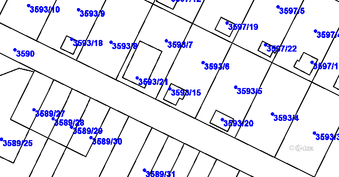 Parcela st. 3593/15 v KÚ Zábřeh na Moravě, Katastrální mapa