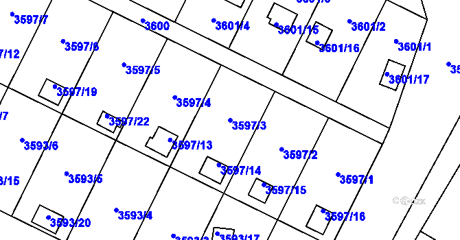 Parcela st. 3597/3 v KÚ Zábřeh na Moravě, Katastrální mapa