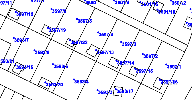 Parcela st. 3597/13 v KÚ Zábřeh na Moravě, Katastrální mapa