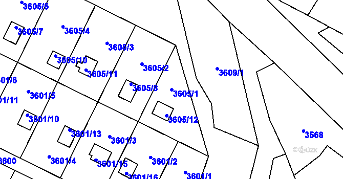 Parcela st. 3605/1 v KÚ Zábřeh na Moravě, Katastrální mapa