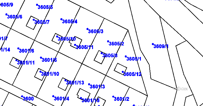 Parcela st. 3605/8 v KÚ Zábřeh na Moravě, Katastrální mapa