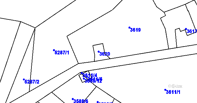 Parcela st. 3620 v KÚ Zábřeh na Moravě, Katastrální mapa