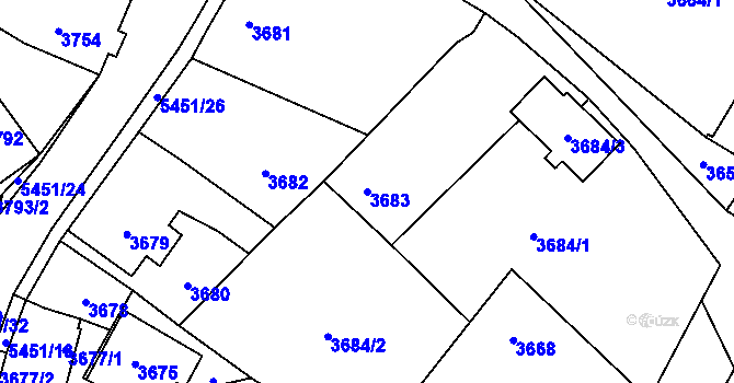 Parcela st. 3683 v KÚ Zábřeh na Moravě, Katastrální mapa