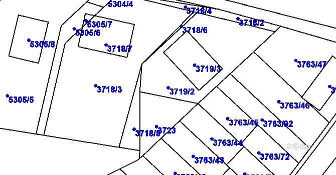 Parcela st. 3719/2 v KÚ Zábřeh na Moravě, Katastrální mapa