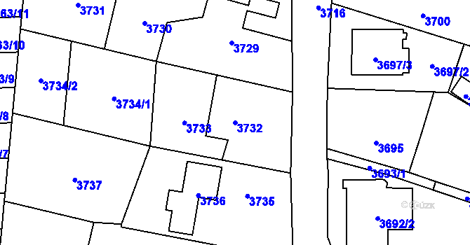 Parcela st. 3732 v KÚ Zábřeh na Moravě, Katastrální mapa