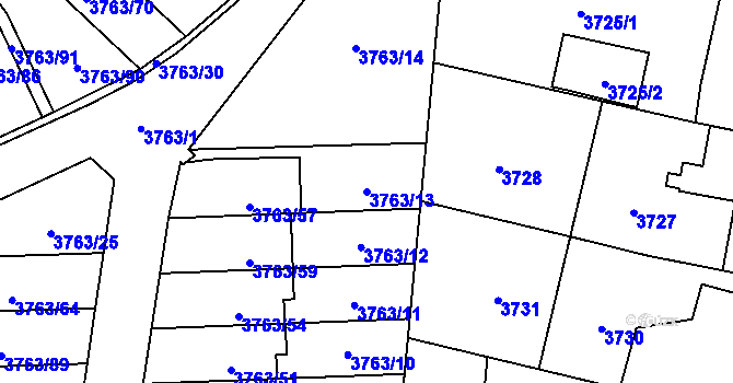 Parcela st. 3763/13 v KÚ Zábřeh na Moravě, Katastrální mapa