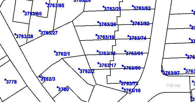 Parcela st. 3763/18 v KÚ Zábřeh na Moravě, Katastrální mapa