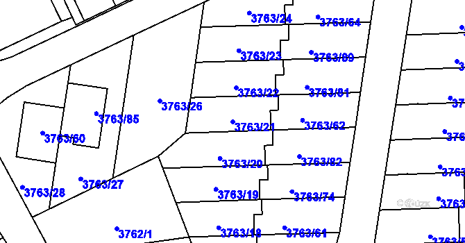 Parcela st. 3763/21 v KÚ Zábřeh na Moravě, Katastrální mapa