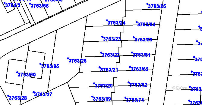 Parcela st. 3763/22 v KÚ Zábřeh na Moravě, Katastrální mapa