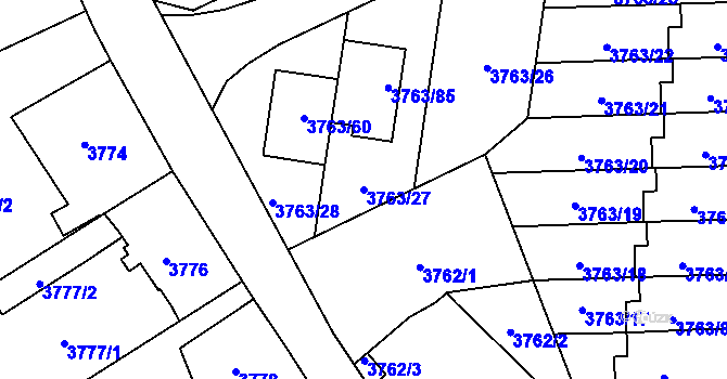 Parcela st. 3763/27 v KÚ Zábřeh na Moravě, Katastrální mapa