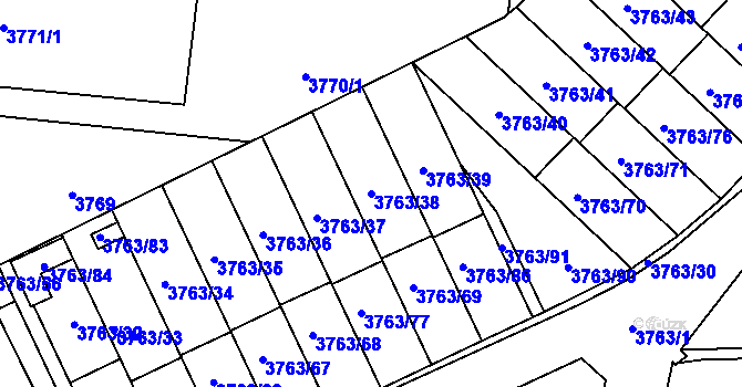 Parcela st. 3763/38 v KÚ Zábřeh na Moravě, Katastrální mapa