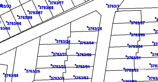 Parcela st. 3763/64 v KÚ Zábřeh na Moravě, Katastrální mapa