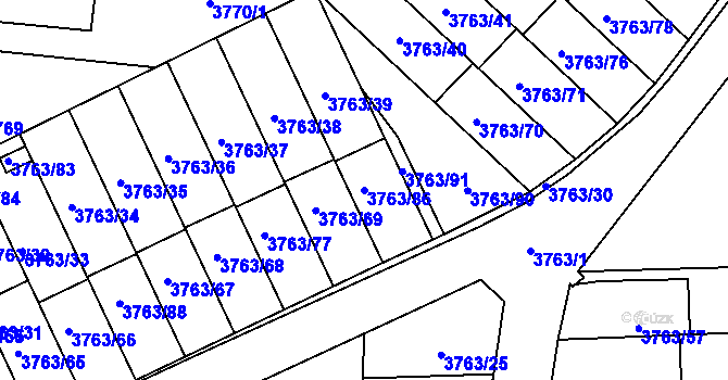 Parcela st. 3763/86 v KÚ Zábřeh na Moravě, Katastrální mapa