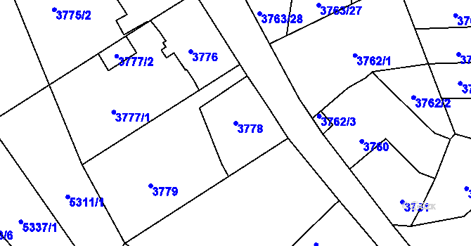 Parcela st. 3778 v KÚ Zábřeh na Moravě, Katastrální mapa