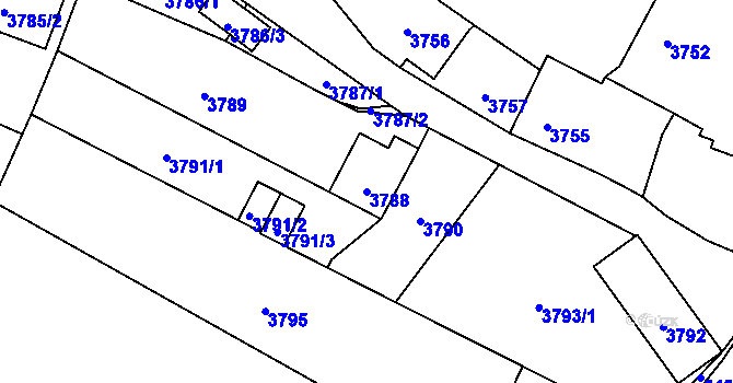 Parcela st. 3788 v KÚ Zábřeh na Moravě, Katastrální mapa
