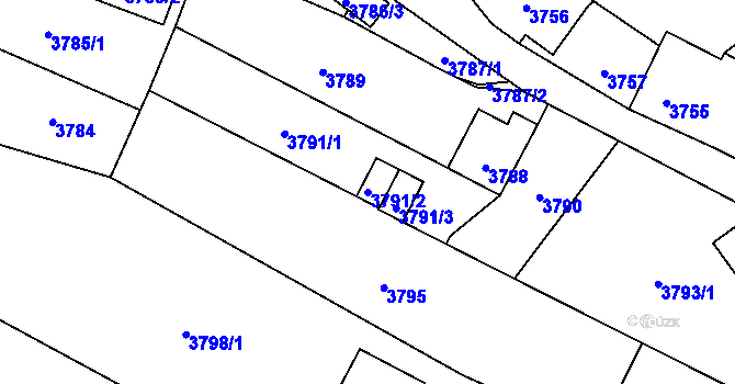 Parcela st. 3791/2 v KÚ Zábřeh na Moravě, Katastrální mapa