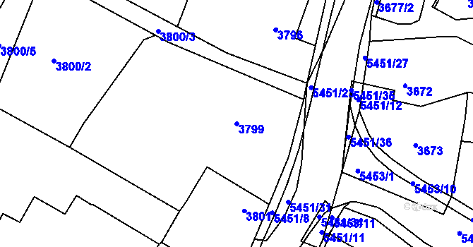 Parcela st. 3799 v KÚ Zábřeh na Moravě, Katastrální mapa