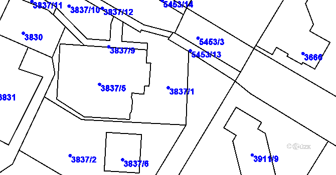 Parcela st. 3837/1 v KÚ Zábřeh na Moravě, Katastrální mapa