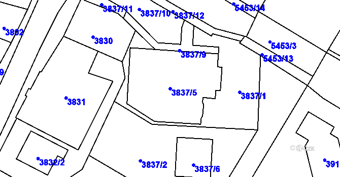Parcela st. 3837/5 v KÚ Zábřeh na Moravě, Katastrální mapa