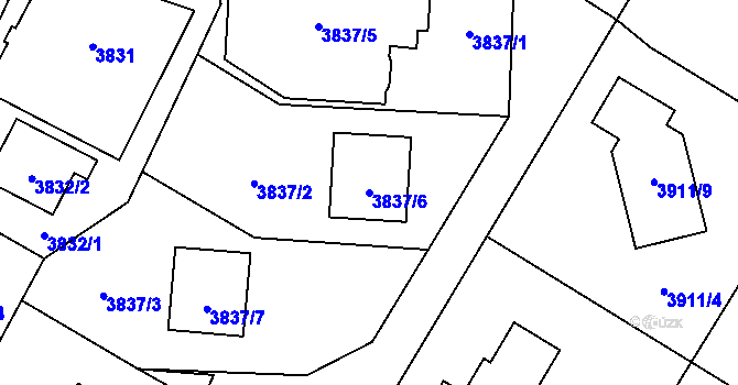 Parcela st. 3837/6 v KÚ Zábřeh na Moravě, Katastrální mapa