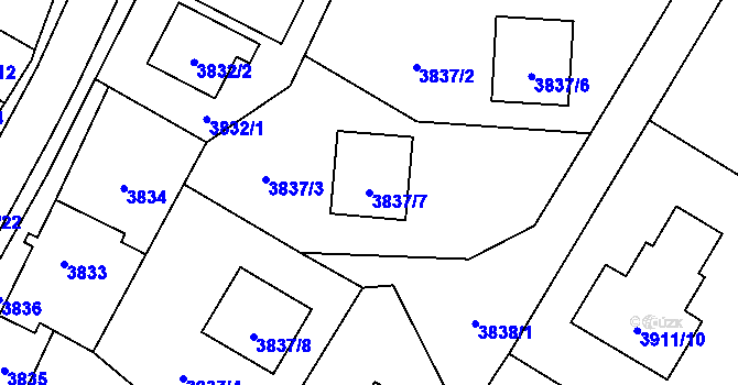 Parcela st. 3837/7 v KÚ Zábřeh na Moravě, Katastrální mapa