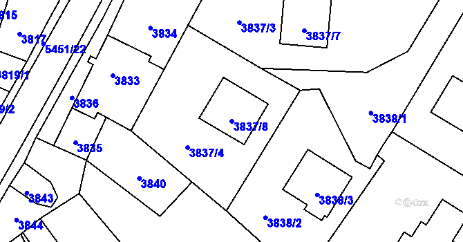Parcela st. 3837/8 v KÚ Zábřeh na Moravě, Katastrální mapa