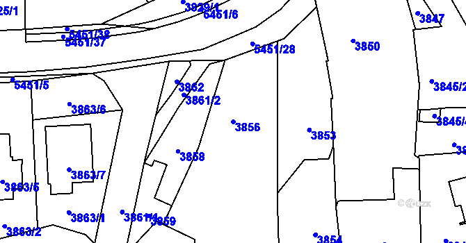 Parcela st. 3856 v KÚ Zábřeh na Moravě, Katastrální mapa