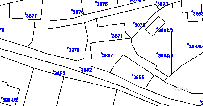 Parcela st. 3867 v KÚ Zábřeh na Moravě, Katastrální mapa