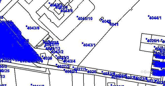 Parcela st. 4043/1 v KÚ Zábřeh na Moravě, Katastrální mapa