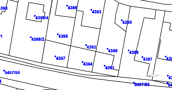 Parcela st. 4392 v KÚ Zábřeh na Moravě, Katastrální mapa