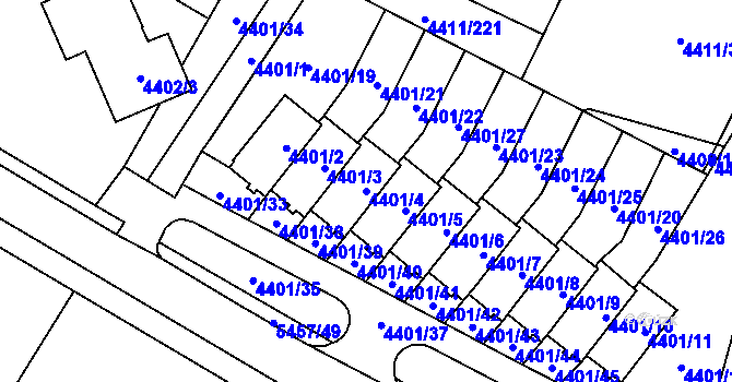 Parcela st. 4401/4 v KÚ Zábřeh na Moravě, Katastrální mapa