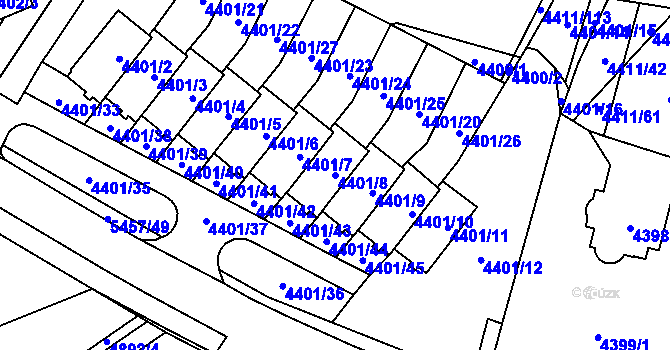 Parcela st. 4401/8 v KÚ Zábřeh na Moravě, Katastrální mapa