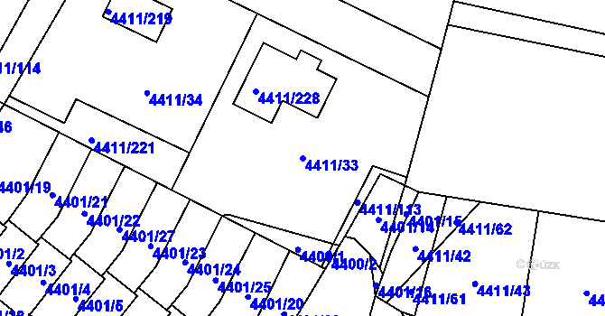 Parcela st. 4411/33 v KÚ Zábřeh na Moravě, Katastrální mapa