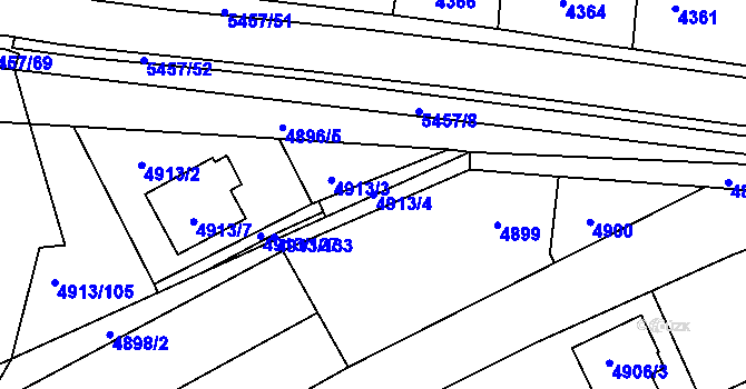 Parcela st. 4913/4 v KÚ Zábřeh na Moravě, Katastrální mapa