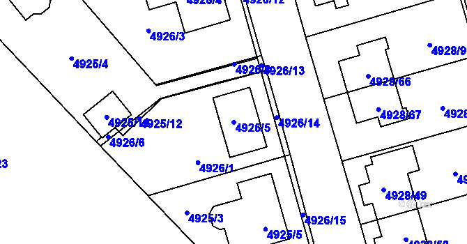 Parcela st. 4926/5 v KÚ Zábřeh na Moravě, Katastrální mapa