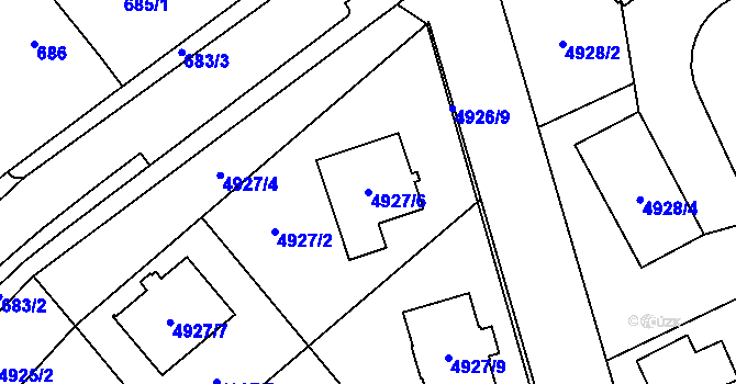 Parcela st. 4927/6 v KÚ Zábřeh na Moravě, Katastrální mapa