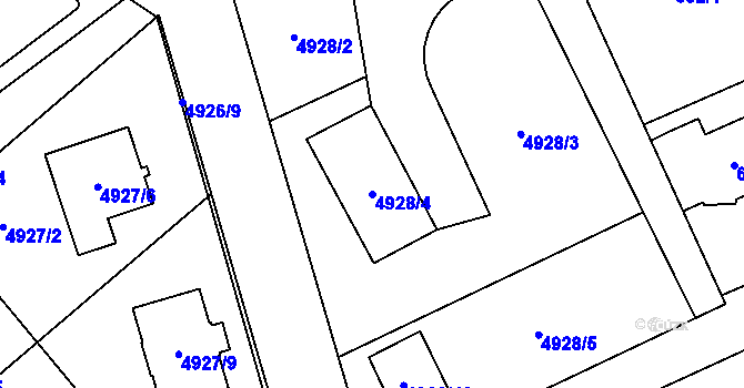 Parcela st. 4928/4 v KÚ Zábřeh na Moravě, Katastrální mapa