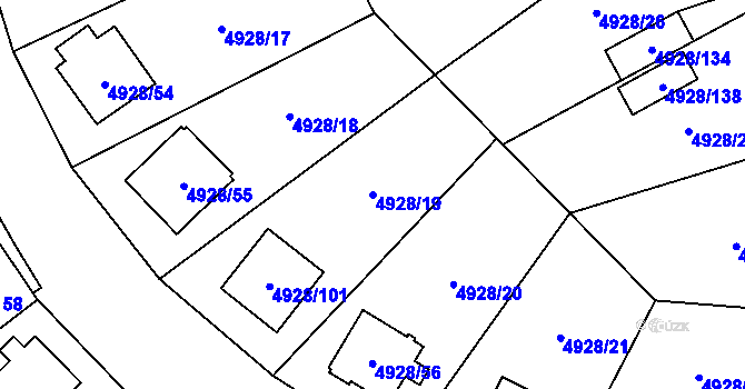 Parcela st. 4928/19 v KÚ Zábřeh na Moravě, Katastrální mapa